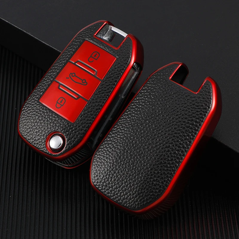 Car Folding Flip Key Case Protective Cover Shell Holder Bag Keychain for Peugeot 508 301 2008 3008 408