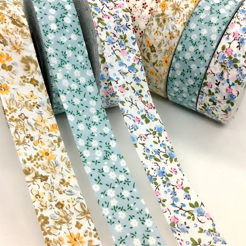 10Y Beautiful Flowers Cotton Polyester Fabrics Ribbon For Handmade DIY Craft Sewing Bias Binding Scrapbook Gift Floral Packing