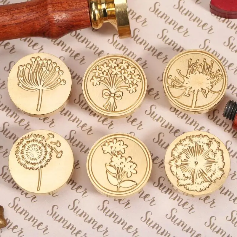 DIY Flower Dandelion Wax Sealing Stamp Antique Retro Wedding Wooden Seal Wax Stamp DIY Craft Envelope Decoration