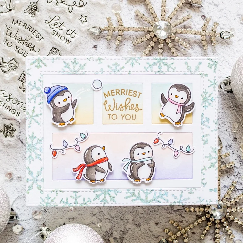 Schneiden Stirbt Spiel Klar Stempel Pinguin Bär Sunny Wünsche Weihnachten Schneemann Sammelalbum Karte Album Machen DIY Handwerk Schablone 2020