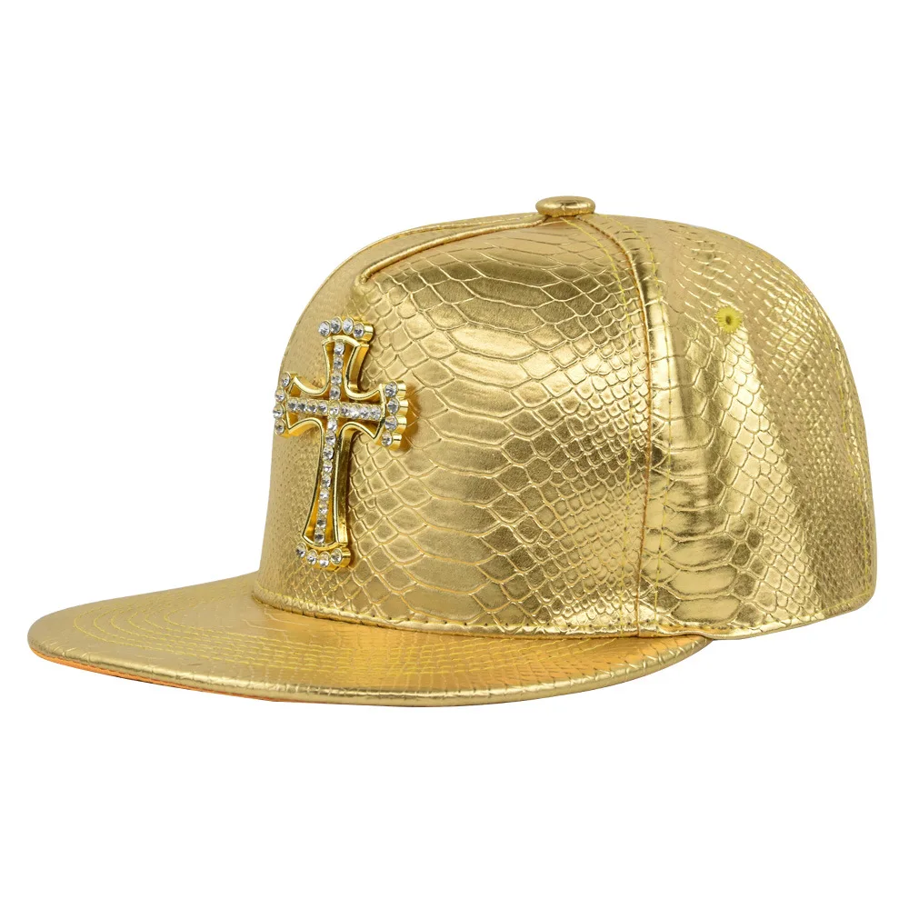 Hip-hop cap The cross Jesus metal label Fashion Break dancing Street dance Flat brim hat cap Hip Hop Fitted Cap Youth tide cap