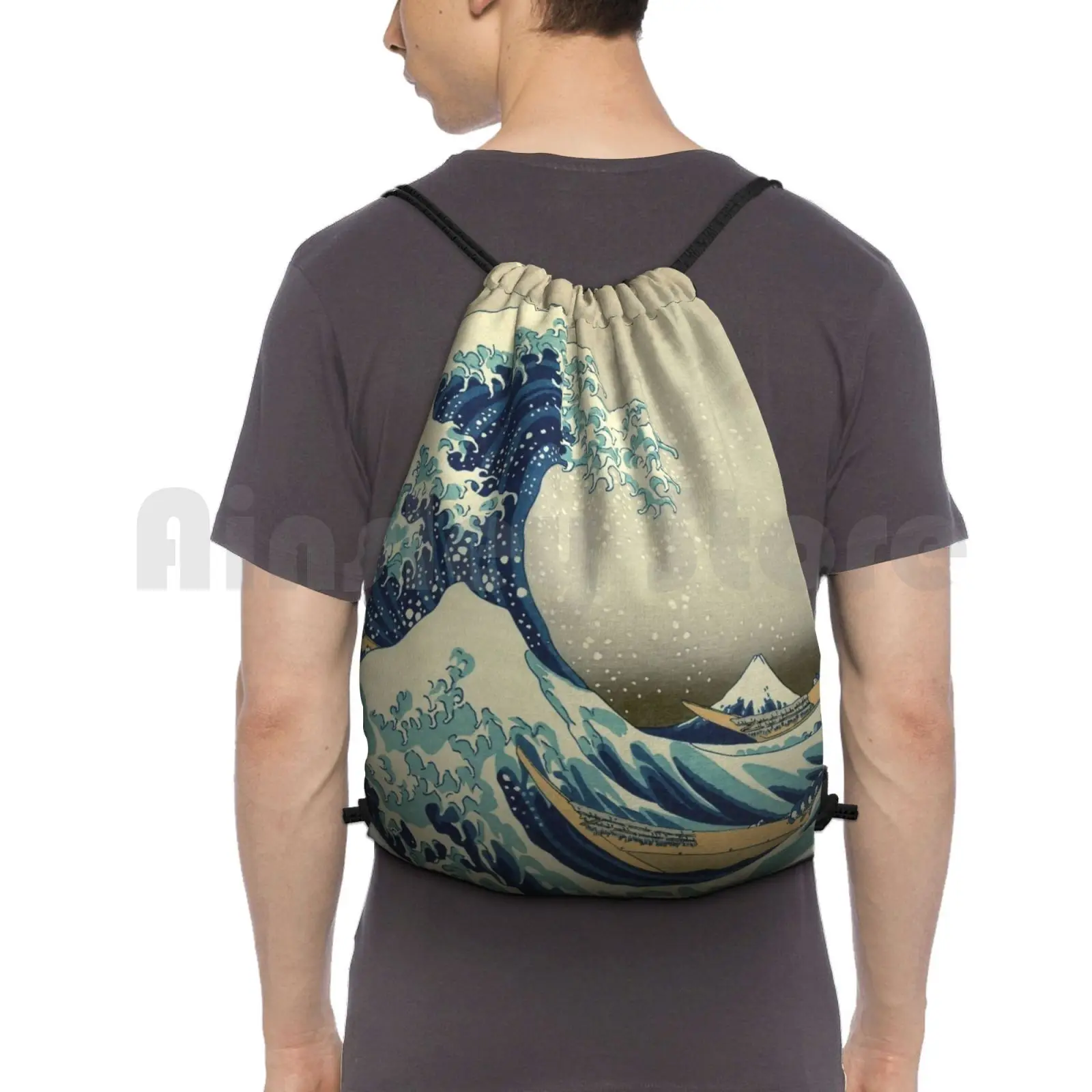 

The Great Wave Backpack Drawstring Bags Gym Bag Waterproof Japanese Asian Foreign Wave Water Ocean Artsy Aquatic Cool