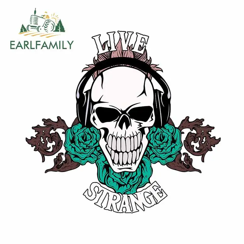 EARLFAMILY 13cm x 12.4cm for Live Strange Skull Trunk Decal Bumper Refrigerator VAN Car Stickers Laptop RV Waterproof Decoration