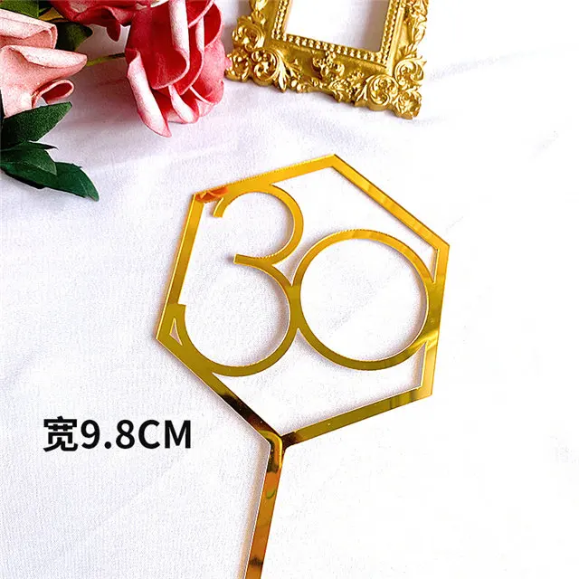 Neue 10/18/20 Zahl Alles Gute zum Geburtstag Kuchen Topper Gold Geburtstag Party Acryl Cupcake Topper Hochzeitstag Dessert Dekoration – Detail 26