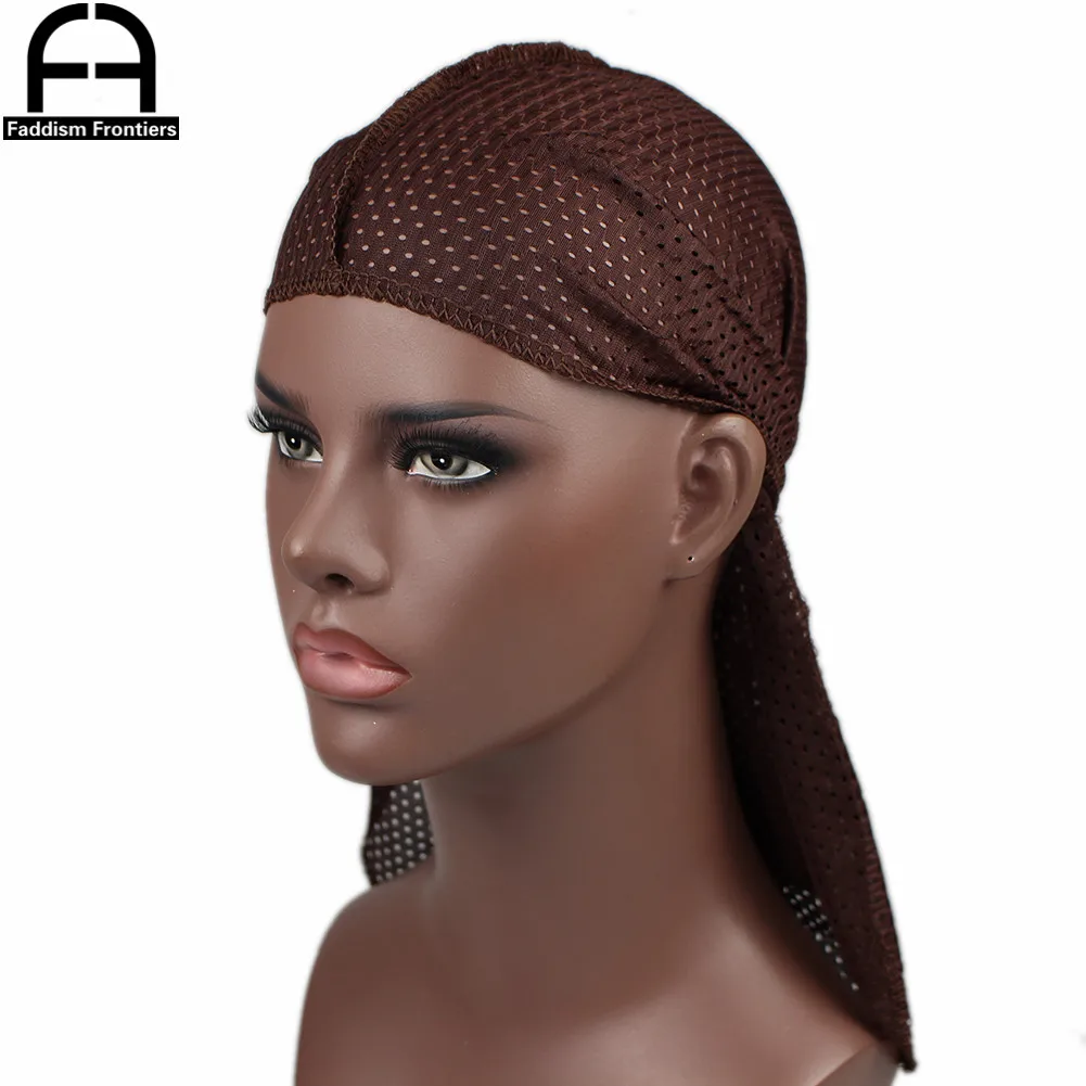Sommer Männer Mesh Durag Atmungsaktive Lange Schwanz Durags Bandanas für Männer Welle Do DuRag Lumpen – Detail 8