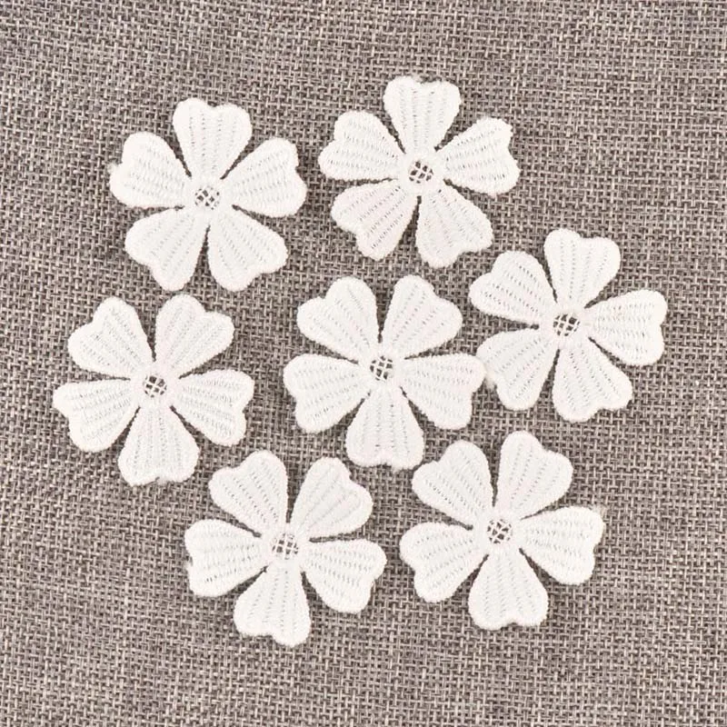 30Pcs 37mm Flower Lace Fabric White Applique Mesh Trim For Garment Sewing Wedding Decoration DIY Handmade Accessories c1727