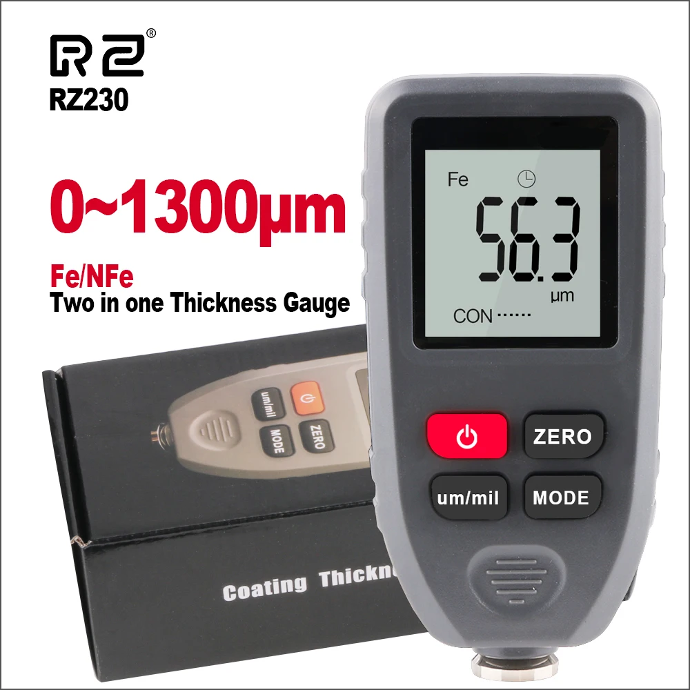 RZ Thickness Gauges Paint Coating Thickness Gauge For Car Digital Thickness Gauges Tester With Backlight Film Thickness Gauge