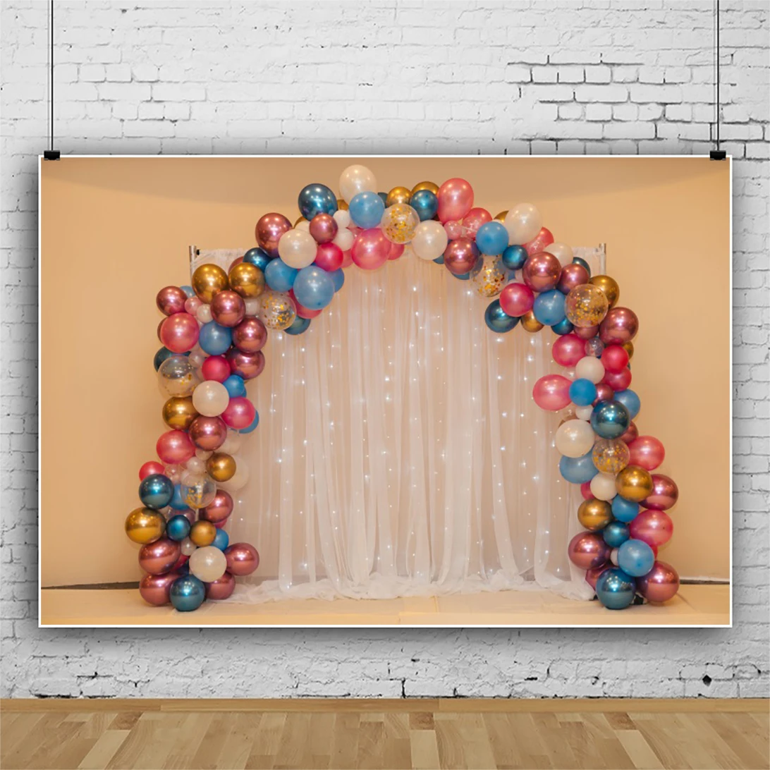Laeacco Bühne Hintergründe Für Fotografie Hochzeit Ballons Arch Tür Vorhang Liebe Party Decor Fotografischen Hintergrund Foto Studio
