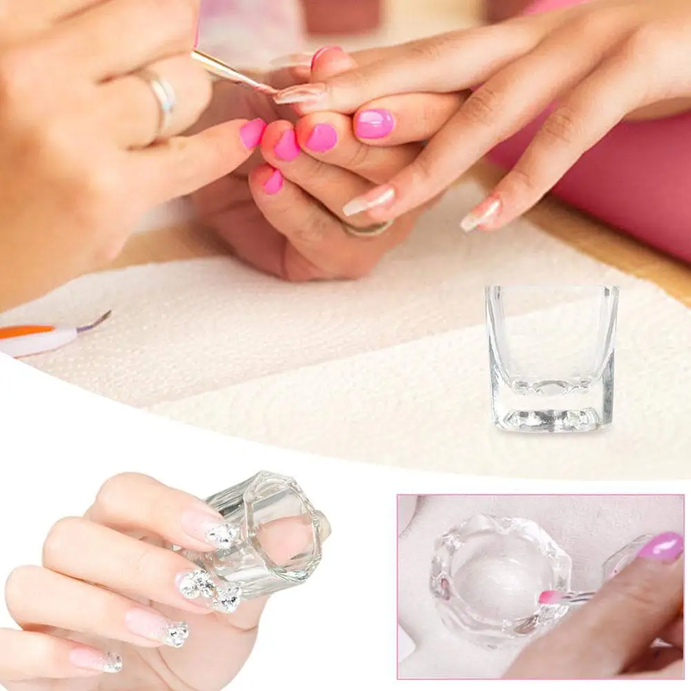 5Pcs Dappen Dish Tassen für Nail art Acryl Flüssigkeit Klar Glas Nagel Monomer Flüssigkeit Schüssel Dämpfen Dish Acryl Pulver halter