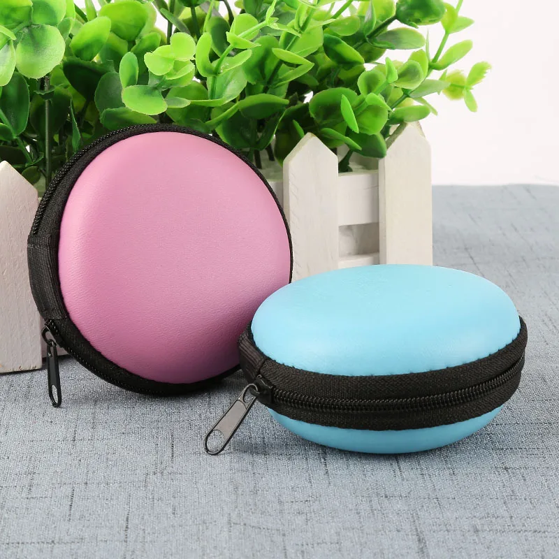 Mini Storage Box For Headphones USB Hard Case Earphone Bag Key Coin Bags Waterproof SD Card Cable Earbuds Holder Box Round Shape