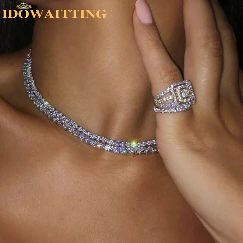 4mm Iced Out Bling Cz Tennis Necklace For Women HipHop 5A Cubic Zirconia Luxury Elegant Choker Wedding Engagement Jewelry15