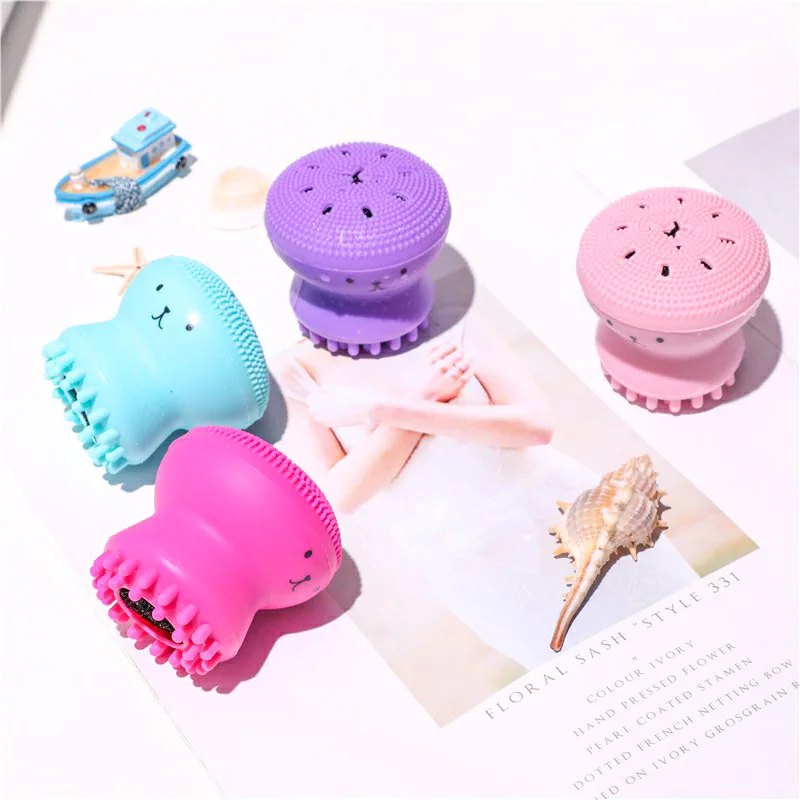 Facial Cleansing Brushes Silicone Cute Octopus Facial Cleanser Pore Cleanser Exfoliator Face Scrub Washing Brush Skin Care Tools