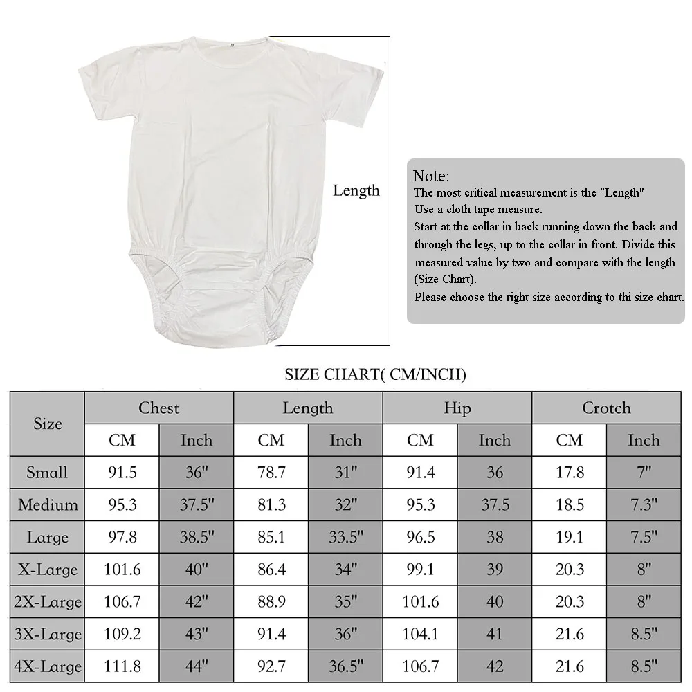 Classic Solid Adult Baby Bodysuit Sissy Snap Crotch Pajamas ABDL Diaper Onesie