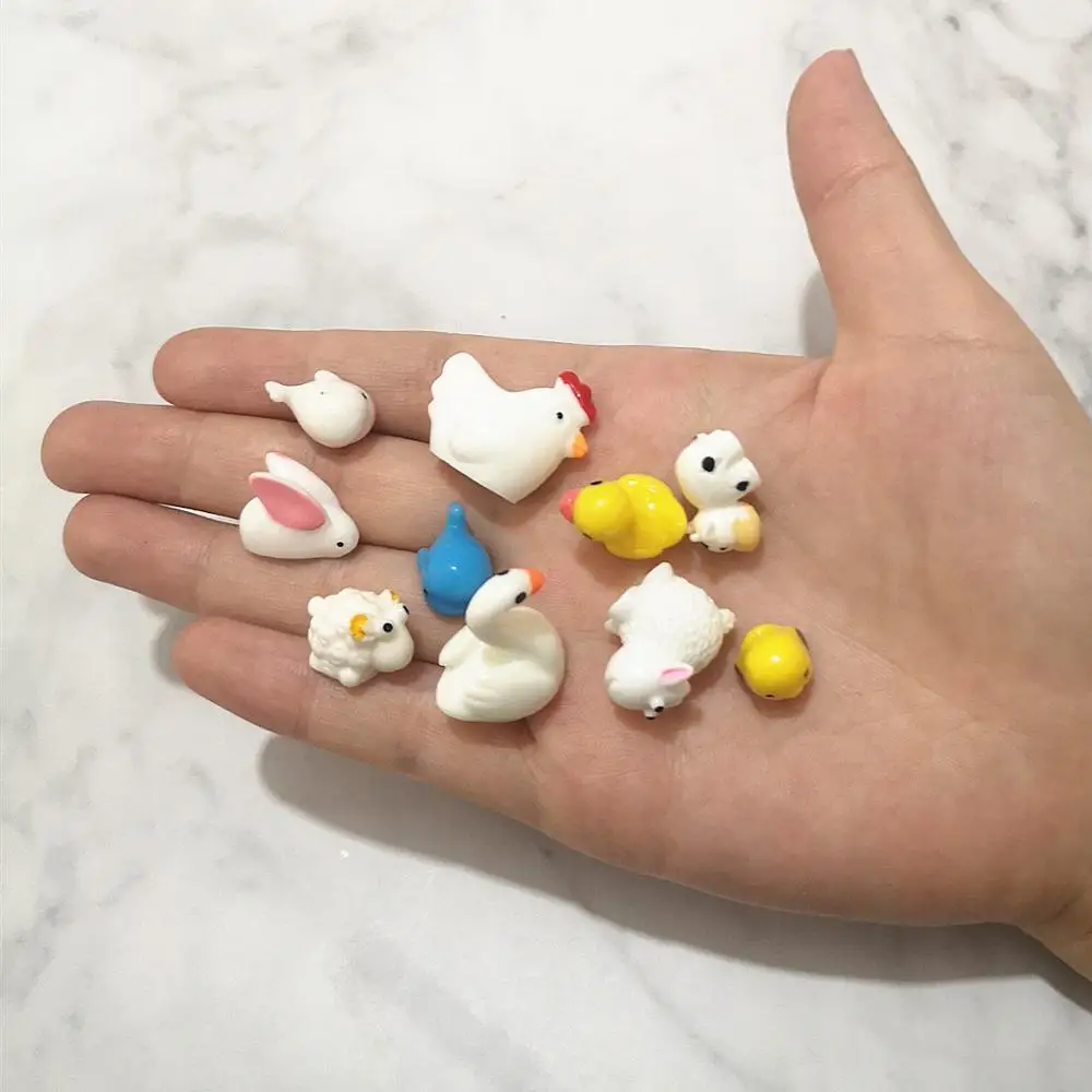 10PCS Mini Slime Charms Filler Beads Resin Animals Cartoon Cute Duck Rabbit Cow Slime Accessories Making Supplies