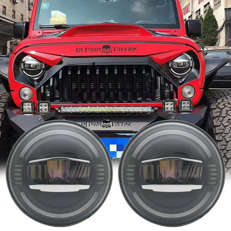 7inch Led Round Headlight Turn Signal Super Bright Dual Color Halo Angel Eye 12V-36V for UAZ Hunter/ Suzuki Jimmy/ Wrangler