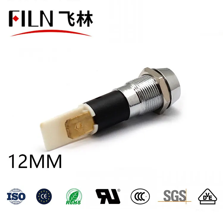 FILN 금속 오목 머리 고품질 표시 등 12v 24v 110v 220v led 16mm LED 파일럿 램프 와이어없이