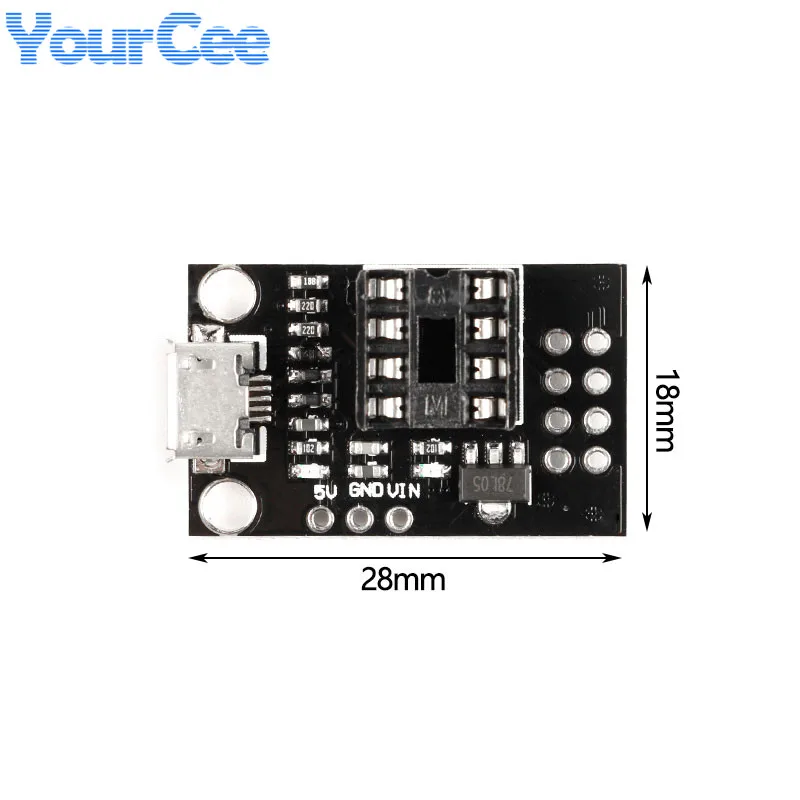 5pcs/1pc ATTINY Development Programmer Board Module For ATtiny13A/ATtiny25/ATtiny45/ATtiny85 Programming Editor Micro Usb DIP-8