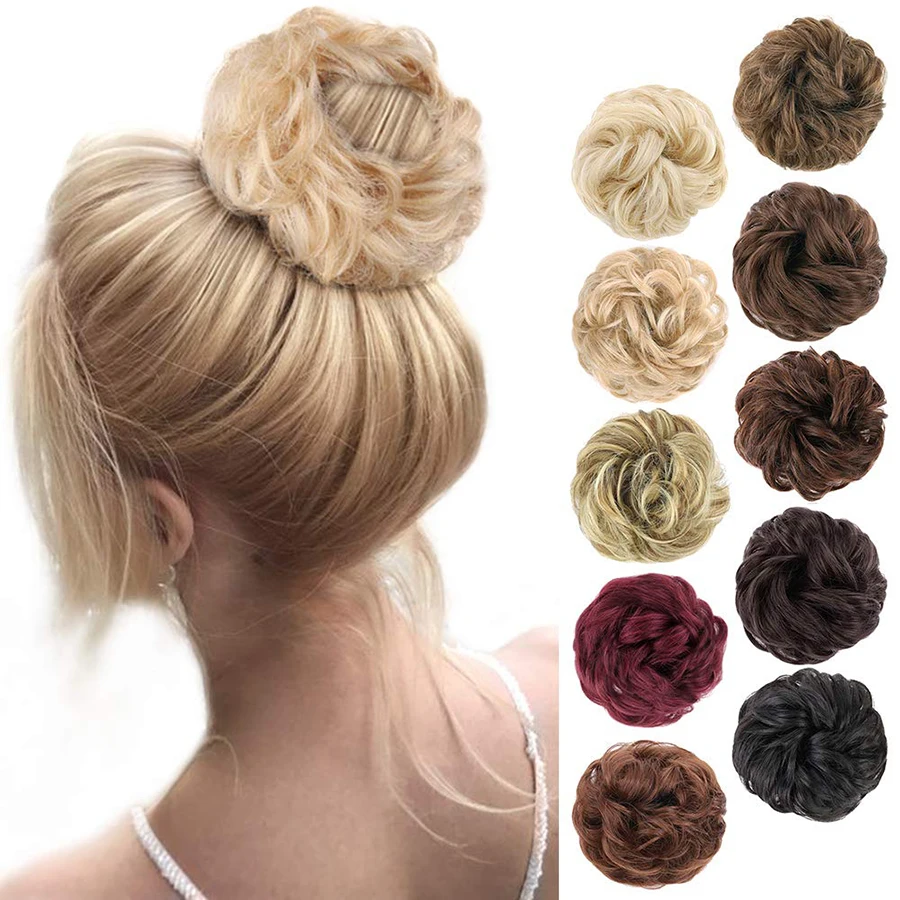 

Hair Bands Messy Bun Bow for Women 45g Fuller Elastic Band Made of Hair Accessories Hairpiece Tie Chignon Bows 2021