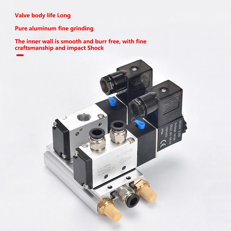 Pneumatic Electric Solenoid Valve 5 Way 2 Position Air Solenoid Valve 4V210-08 4V310-10 12V 24V 220V Pneumatic Solenoid Valve