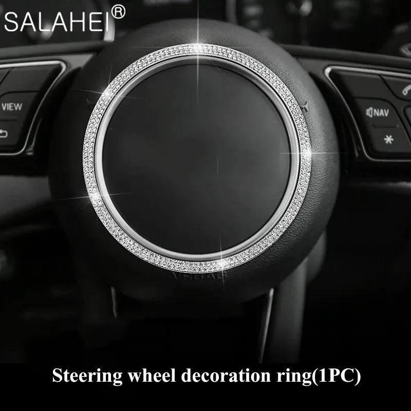Luxury Crystal Diamond Car Steering Wheel Emblem Interior Rhinestone For Audi A3 S3 Q2L Decoration Stickers Car accessories