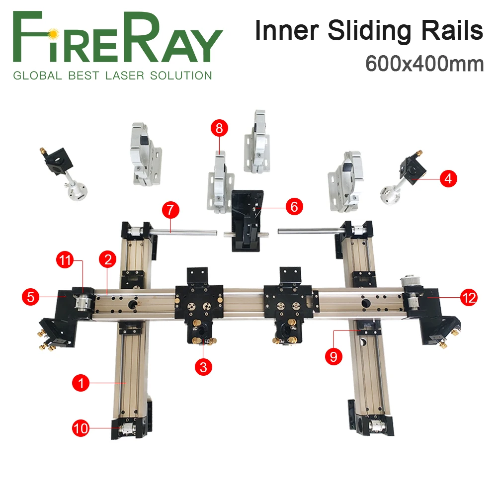 FireRay Stock 6040 Mechanical Parts Set 600*400mm Inner Sliding Rails Spare Parts for 4060 Co2 Laser Engraving Cutting Machine