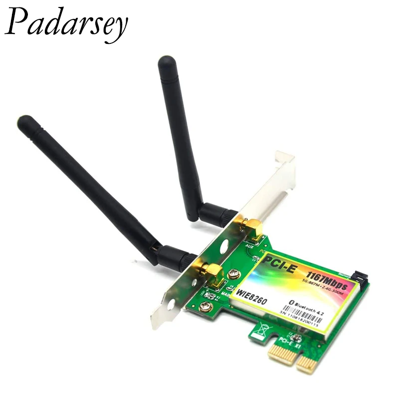 Padarsey Bluetooth WiFi Card AC 1200Mbps 8260 Wireless WiFi PCIe Network Adapter Card 5GHz/2.4G Dual Band PCI Express Network