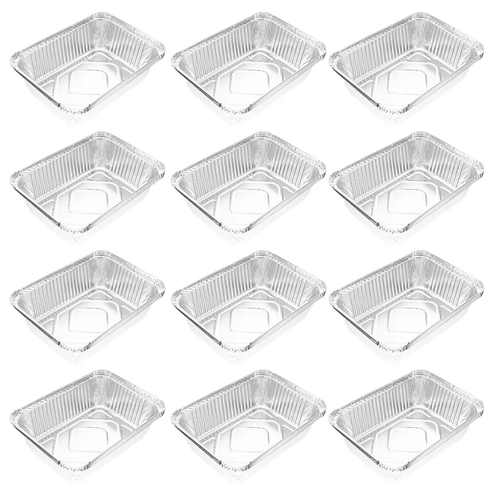 

50Pcs Disposable Rectangle Aluminum Foil Food Tray Baking Pan Container BBQ Accessories with Lid dessert