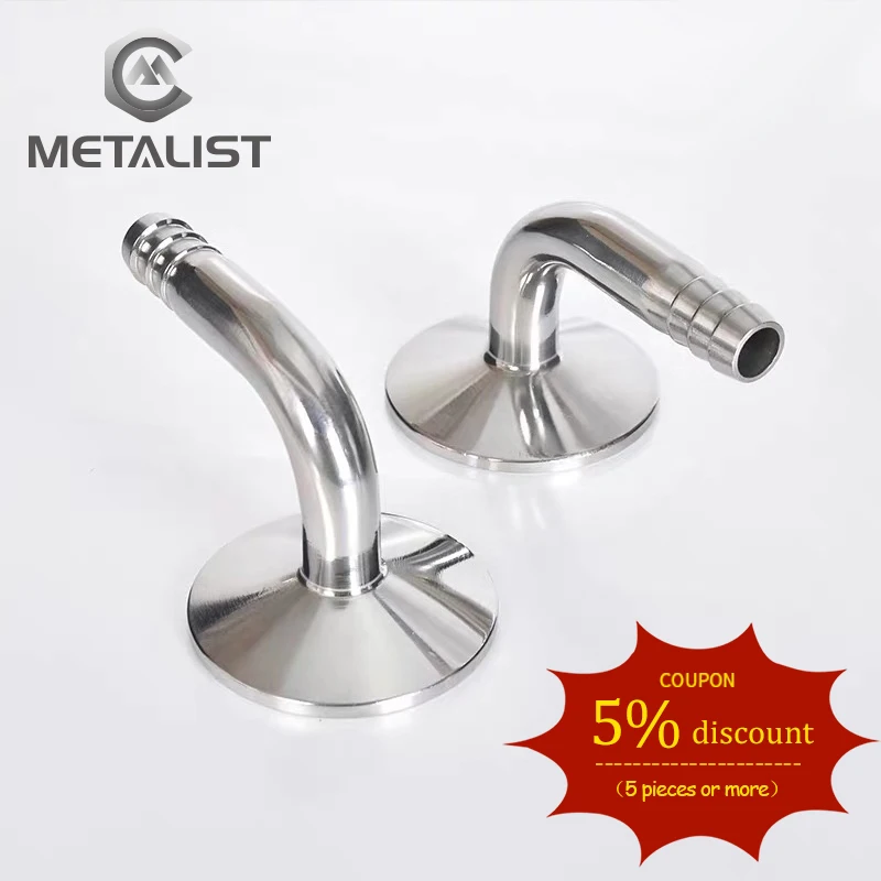 

METALIST 3/4" OD 19mm SS304 Stainless Steel Sanitary Hose Barb 90 Degree Elbow Ferrule OD 50.5mm Fit 1.5" Clamp Pipe for home b