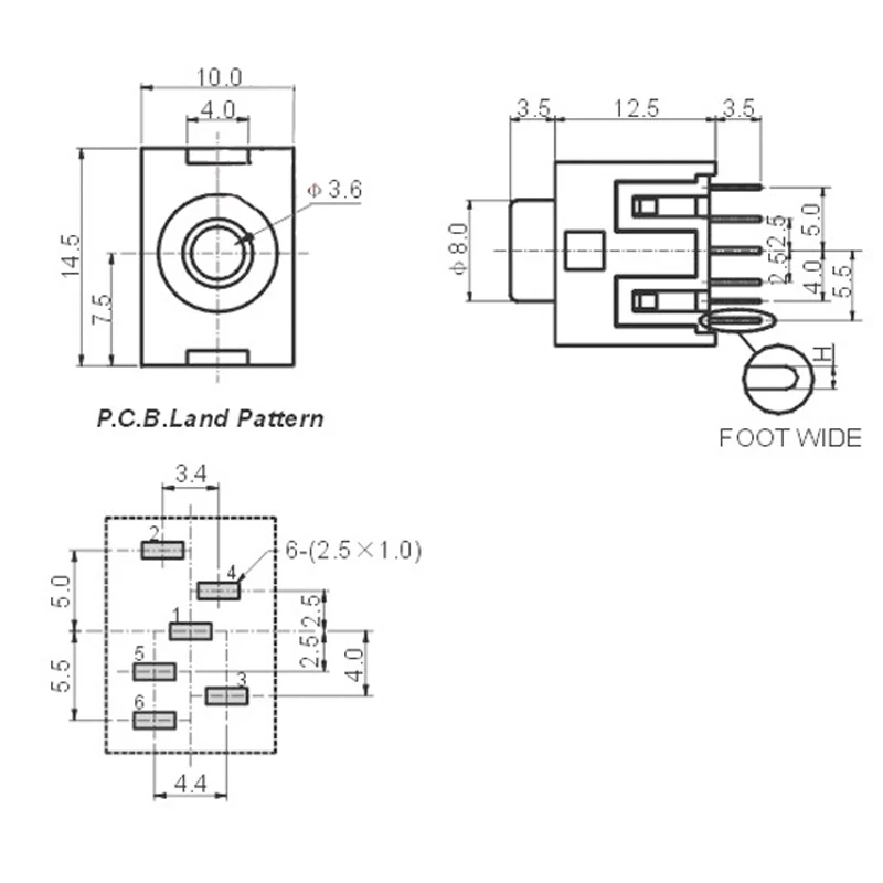 10Pcs Pj-333-5p 3.5Mm Female Audio Konektor 5Pin DIP Stereo Jack Socket Audio Jack Konektor PJ333-6p