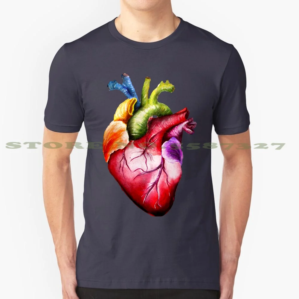 

Rainbow Heart 100% Cotton T-Shirt Anatomical Heart Rainbow Lgbt Lgbtq Gay Lesbian Bisexual Bi Pansexual Trans Surreal