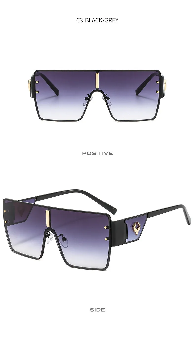 Vintage Punk Übergroße Sonnenbrille Männer Designer Fahren Gläser Frauen Luxus Retro Quadratischen Metall Rahmen UV400 Brillen – Detail 9