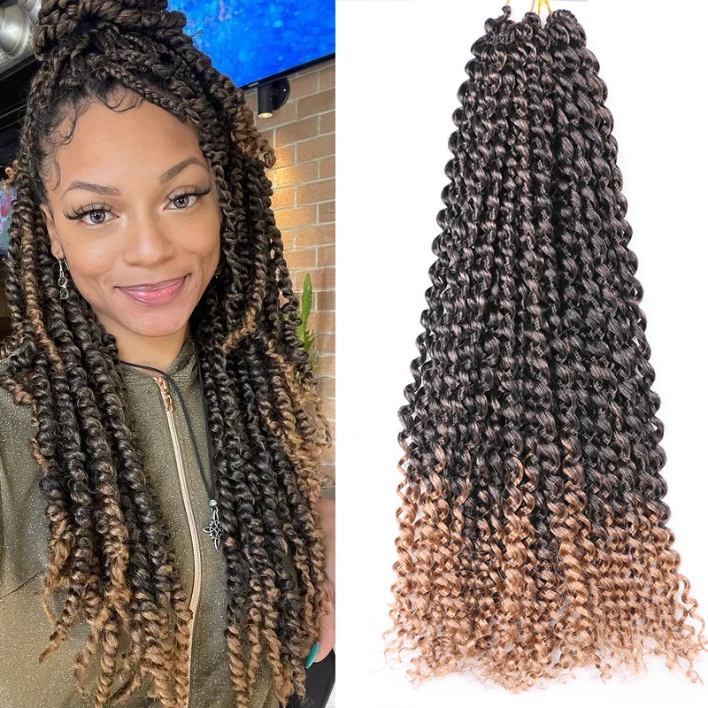 

Полная звезда 18-дюймовые длинные волосы Passion Twist для наращивания волос Water Wave Синтетические волосы Spring Twist Богемия Вязание крючком Косы Блондинка Черный