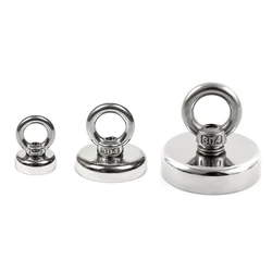 U-JOVAN Strong Neodymium Magnet Salvage Magnet Deep Sea Fishing Magnets Holder Pulling Mounting Pot with Ring Eyebolt