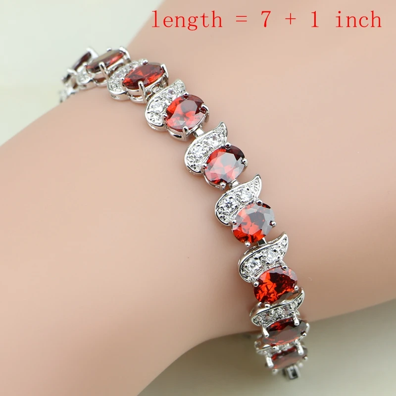 925 Sterling Silver Jewelry Red Zircon White CZ Jewelry Sets For Wedding Earrings/Pendant/Necklace/Rings/Bracelet