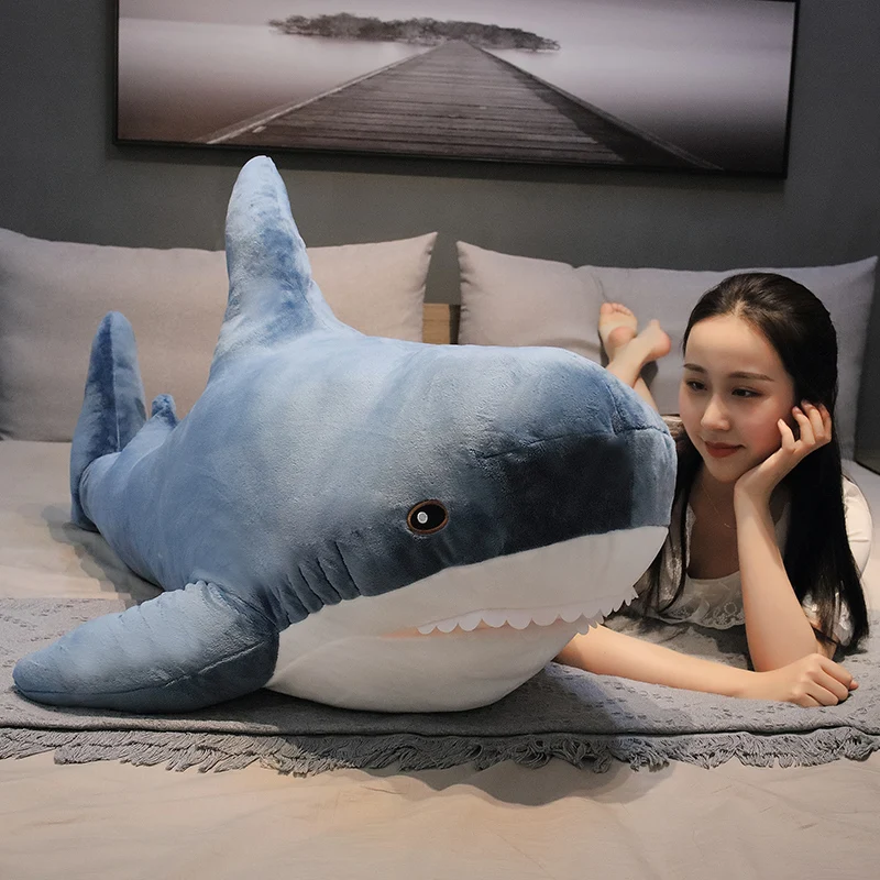 1Pc 140CM Giant Shark Plush ของเล่นตุ๊กตา Speelgoed สัตว์หมอนสำหรับอ่านหนังสือวันเกิดของขวัญตุ๊กตาของขวัญสำหรับเด็ก