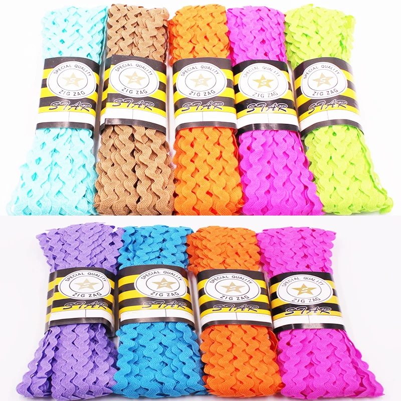 15Yard/Lot 5MM Multicolor Terylene Ribbon Ric Rac Zig Zag Lace Trim Ribbon For Wedding Decoration Handmade DIY Sewing Crafts