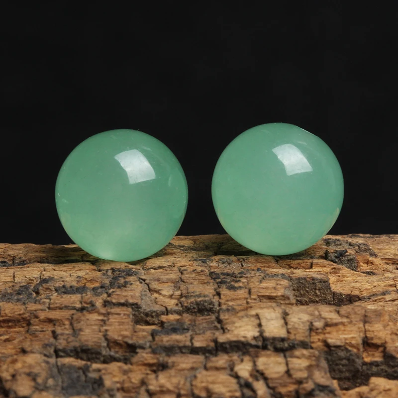 4A Natural Apple Green Chalcedony Quartz Crystal Single Bead DIY Jewelry Making