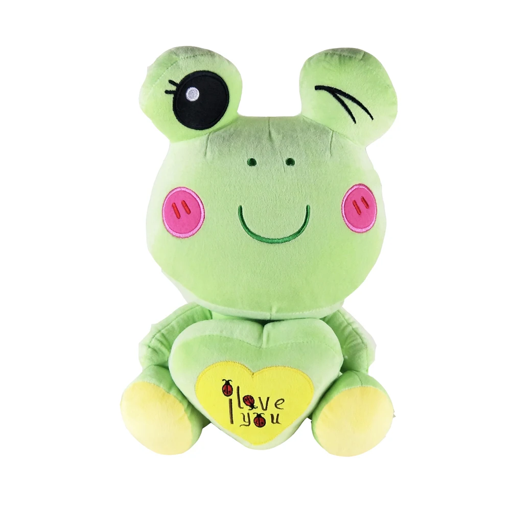 Frog Figurine Holding Heart Love Beetle Pillow Cushions Birthday Gift Children Stuffed Plush Toy