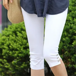 High elasticity Breeches Summer Candy Color Capris Pants Women Thin Summer Pants Ladies High Waist Elastic Plus Size Pants