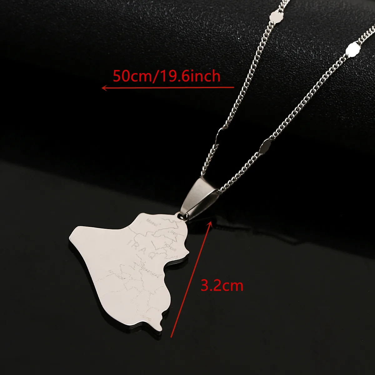 Stainless Steel Republic Of Iraq Map Pendant Necklace Fashion Map Of Iraq Jewelry