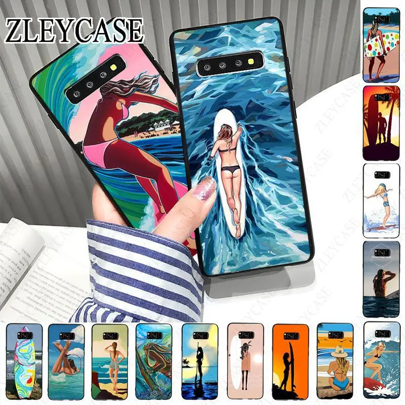 urfboard surfing art surf Girl Phone Cover For Samsung Galaxy S24ULTRA S23ULTRA S21FE S21+ S22ULTRA S20PLUS s20ULTRA S20FE case