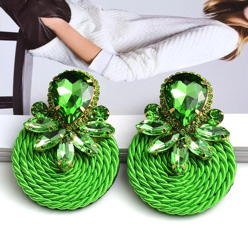 New Design Colorful Crystal Handmade Round Earrings High-Quality Statement Fashion Rhinestone Jewelry Accessories for Women