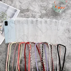 Transparent Soft TPU Phone Case For Samsung Galaxy 24 23 S22 S21 FE A55 A A52 A51 A33 A53 With Lanyard Neck Strap Rope Cord Case