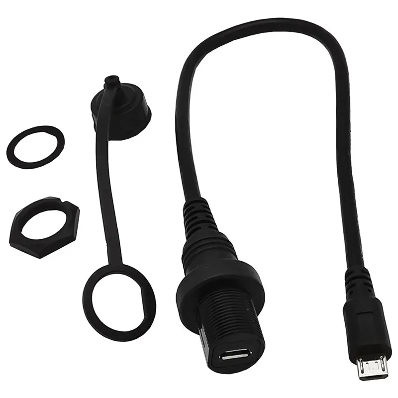 IP67 Micro USB Waterproof Cable,Micro-USB 2.0 5pin IP 67 Male to Female Panel Mount WaterProof Connector Extension Cord 0.3m 1m