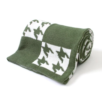 Cobertor de bebê Houndstooth Knit, cama xadrez, berço, colchas super macias, envoltório de carrinho infantil, menino e menina recém-nascidos, moda
