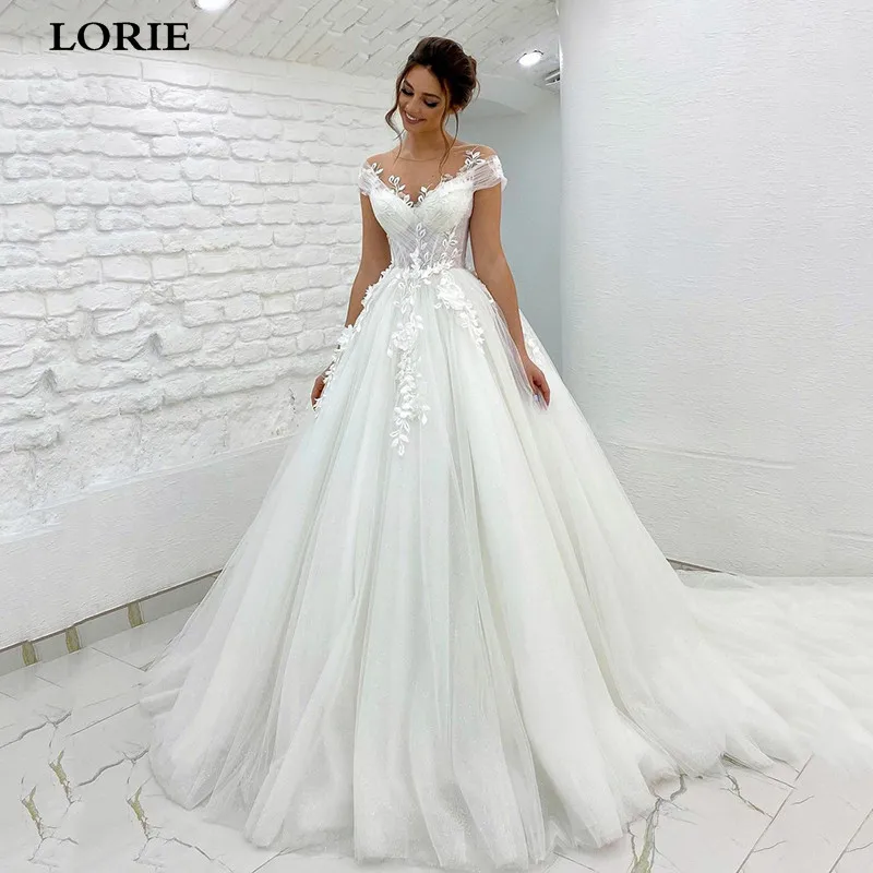 LORIE Princess Wedding Dress off The Shoulder 3D Lace Appliques Boho Bride Dresses Vestido De Novia Customized Ball Gowns 2022