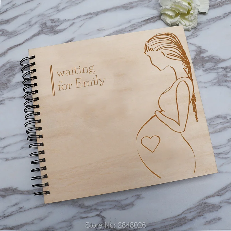 Rustic Personalised Wooden Pregnancy photo album ,Personalised  Mom To Be Memories book,Baby Photo Album