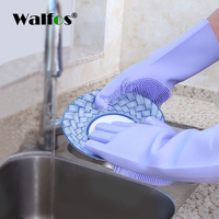 WALFOS Magic Silicone Dishwashing Scrubber Dish Washing Sponge Rubber Scrub Gloves Kitchen Cleaning 1 Pair