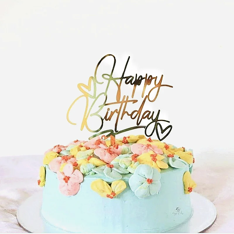 Gold Silber Alles Gute zum Geburtstag Kuchen Topper Acryl Klassische Geburtstag Cupcake Topper Dessert Dekoration für Baby Dusche Kuchen Liefert – Detail 38