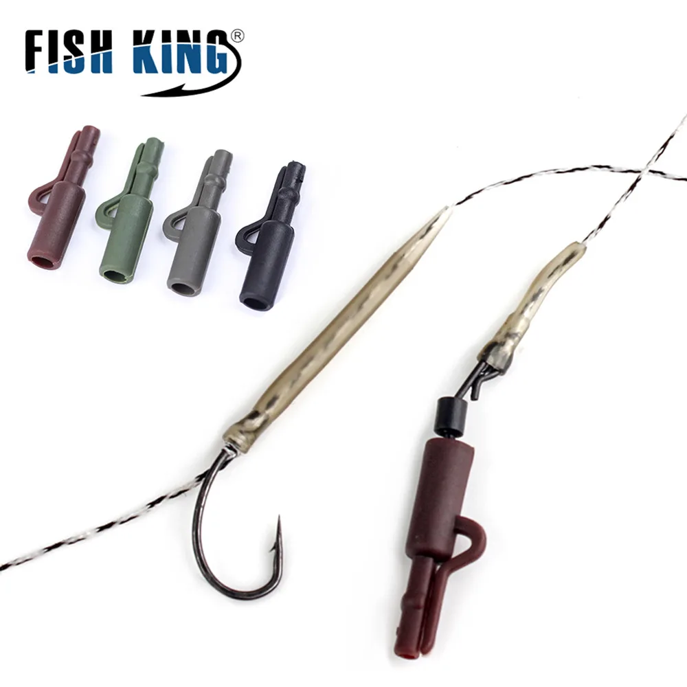 FISH KING 10-50PCS Carp Fishing Accessories Rolling Swivel Connector With Rubber Anti Tangle Sleeves Hook For Rigs Tackle